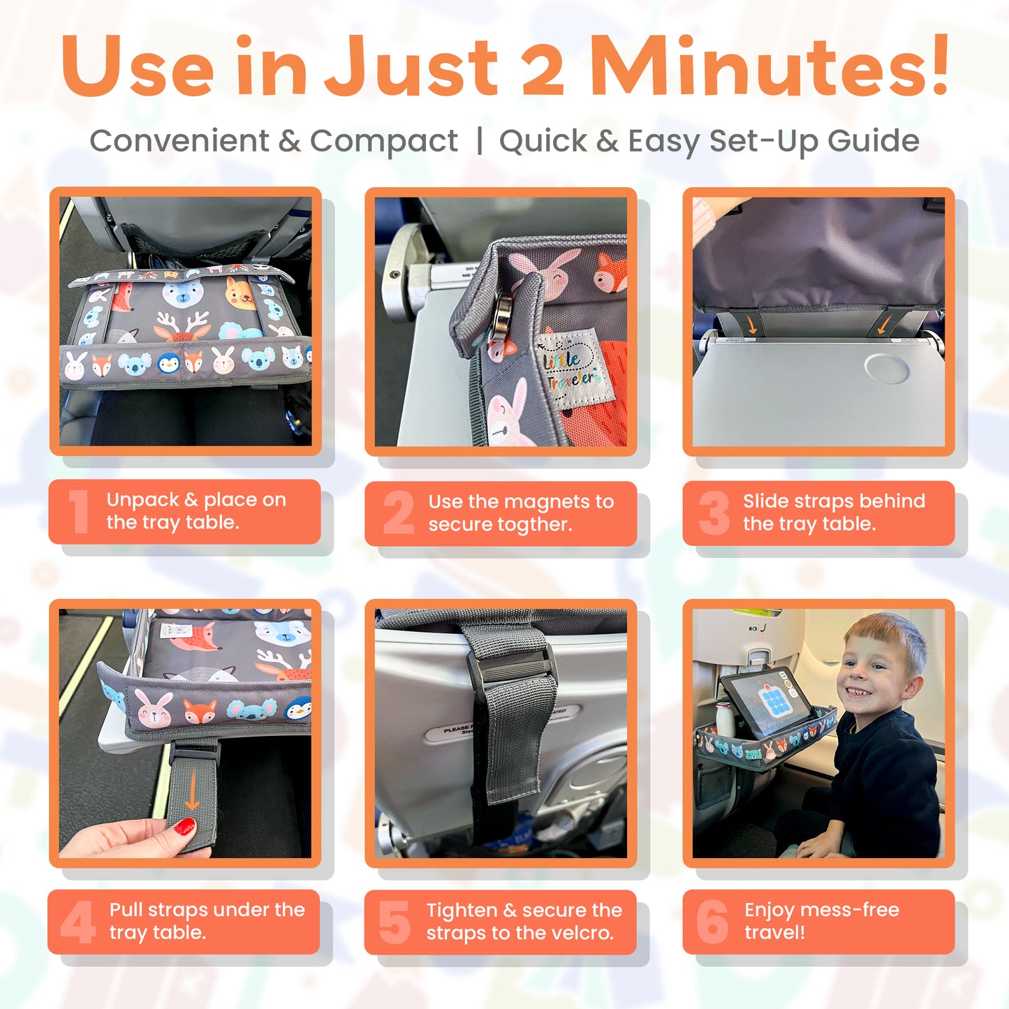 Airplane Tray Table Cover for Kids  – Universal Fit, Sturdy & Easy Setup