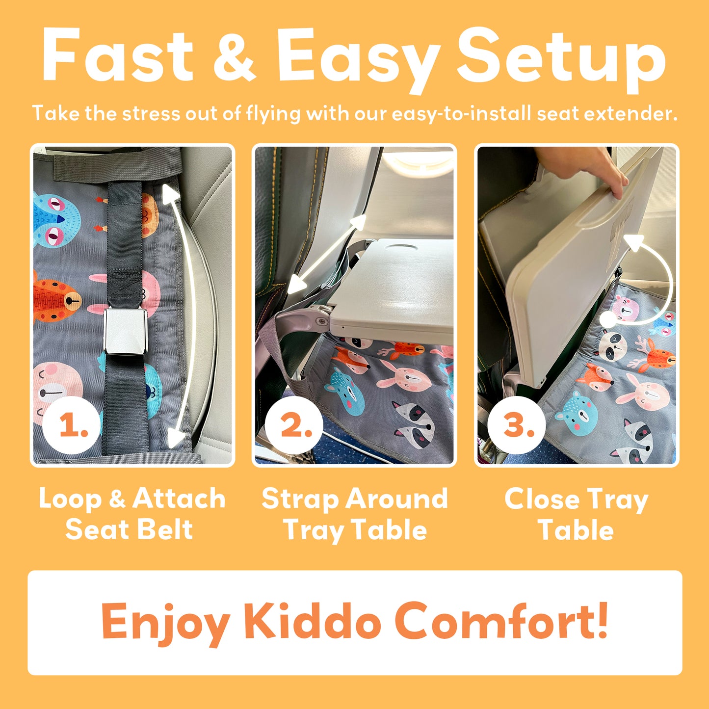 Airplane Seat Extender for Kids - Cozy & Easy Setup, Ages 1-4